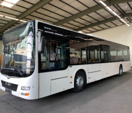 Der an IMMA gespendete Linienbus vor der Folierung